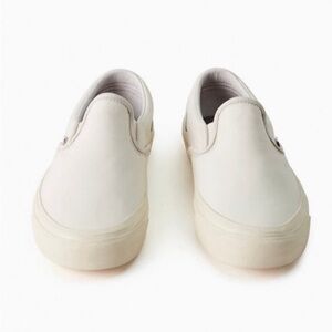 Vans white leather slip on